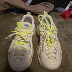 Steve Madden Kids Sneakers in White and Neon Yellow